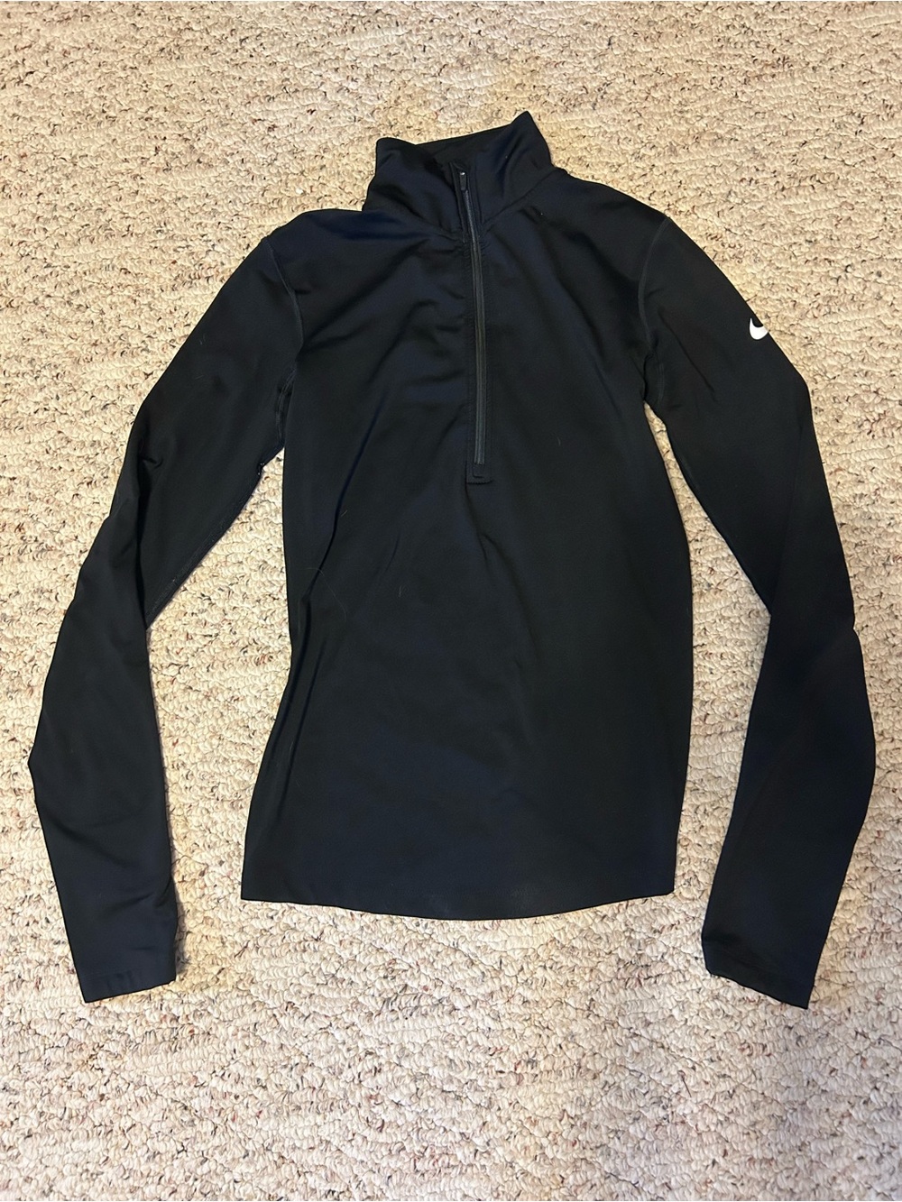 Nike Women's Black Long-Sleeve Quarter Zip Turtleneck Sweater